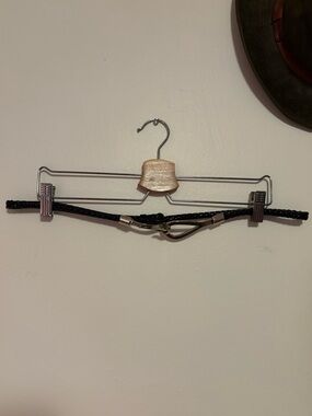 Anne Klein Black Braided Leather Hook Belt